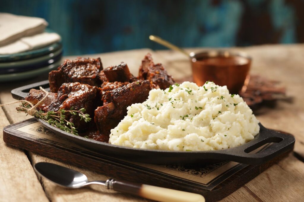 Braised Short Ribs with Roasted Garlic Horseradish Mashed