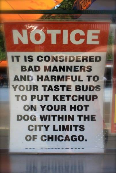 Chicago hot dog sign