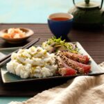 Wasabi Mashed Potatoes with asian inspired meal