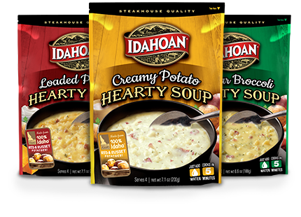 A compilation of Idahoan soup pouches