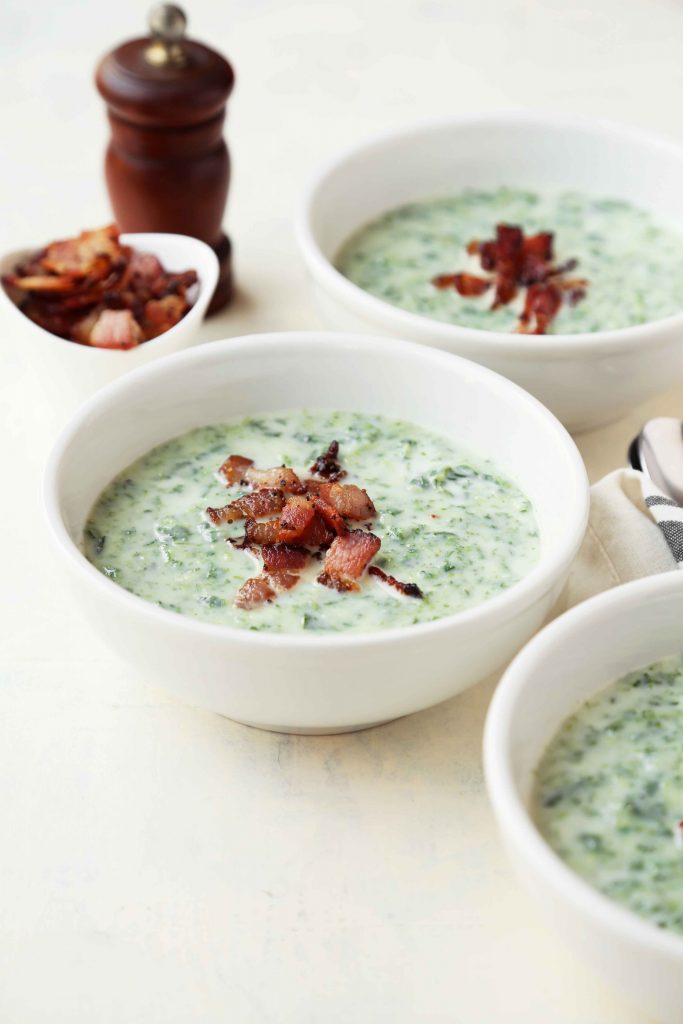 Roasted Garlic Potato Spinach Soup 