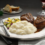 Lamb Chops with Mint Pan Sauce, Idahoan® Classic Mashed Potatoes and Sautéed Zucchini Ribbons