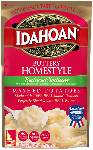 Idahoan Buttery Homestyle Reduced Sodium Mashed Potatoes 4oz Pouch