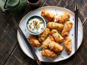These have a crispy wonton outside with a creamy potato filling inside, and loaded with flavor.