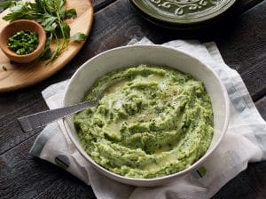 Vibrant and creamy spring green potatoes get a tangy kick from parsley, chives and tarragon.