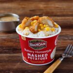 Idahoan Buttery Homestyle Mashed Potatoes Cups with Chicken Tenders, Corn, Gravy & Black Pepper