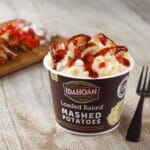 Idahoan Loaded Baked Mashed Potatoes Cups with BBQ chicken