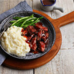 BBQ Brisket and Green Beans with Mashed Potatoes
